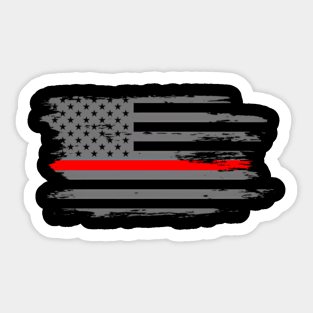 Thin Red Line Fireman Fire Rescue American Flag Sticker